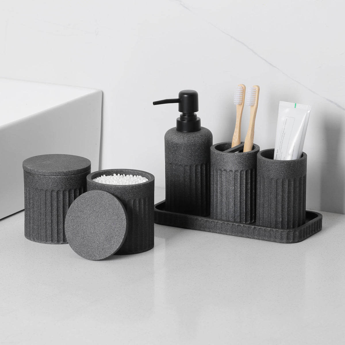 INIUNIK toothbrush holders elevate hygiene tools with upright storage.