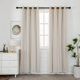INLINAS beige blackout curtains with grommet top for easy setup