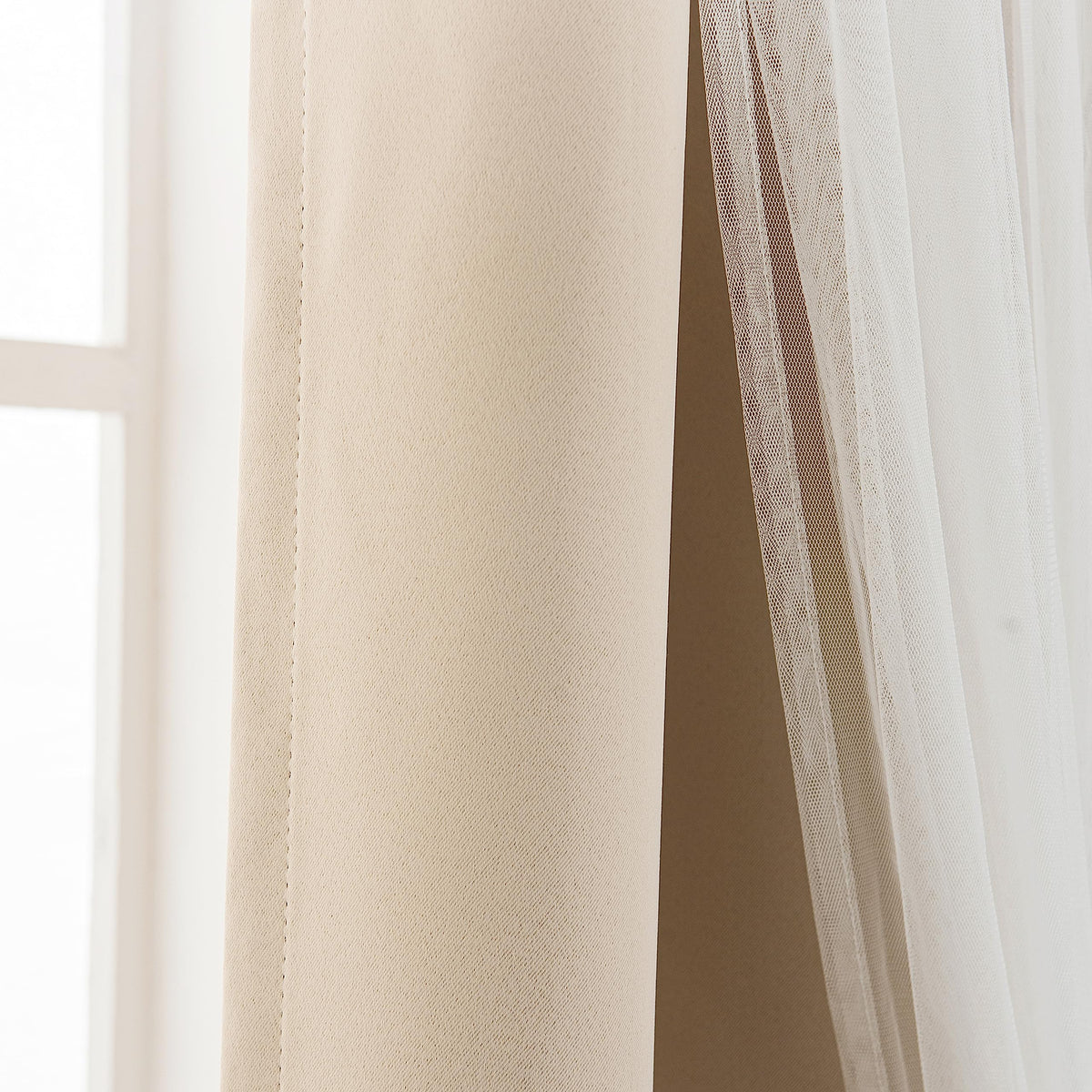 INLINAS beige blackout curtains thermal insulation concept in a sunlit room