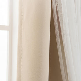 INLINAS beige blackout curtains preserve privacy while letting daylight through