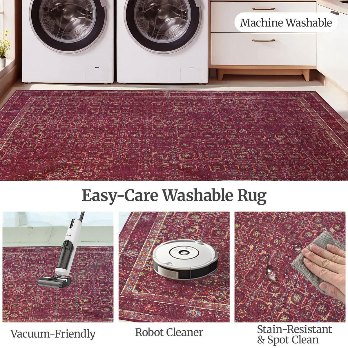 Inlume versatile decor rug fits entryways, living rooms, and bedrooms.