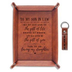 InnoBeta valet tray in durable PU leather resists scratches and water.