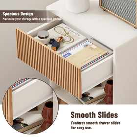 Texture detail of INNOD Fluted Nightstand drawer for tactile depth and design