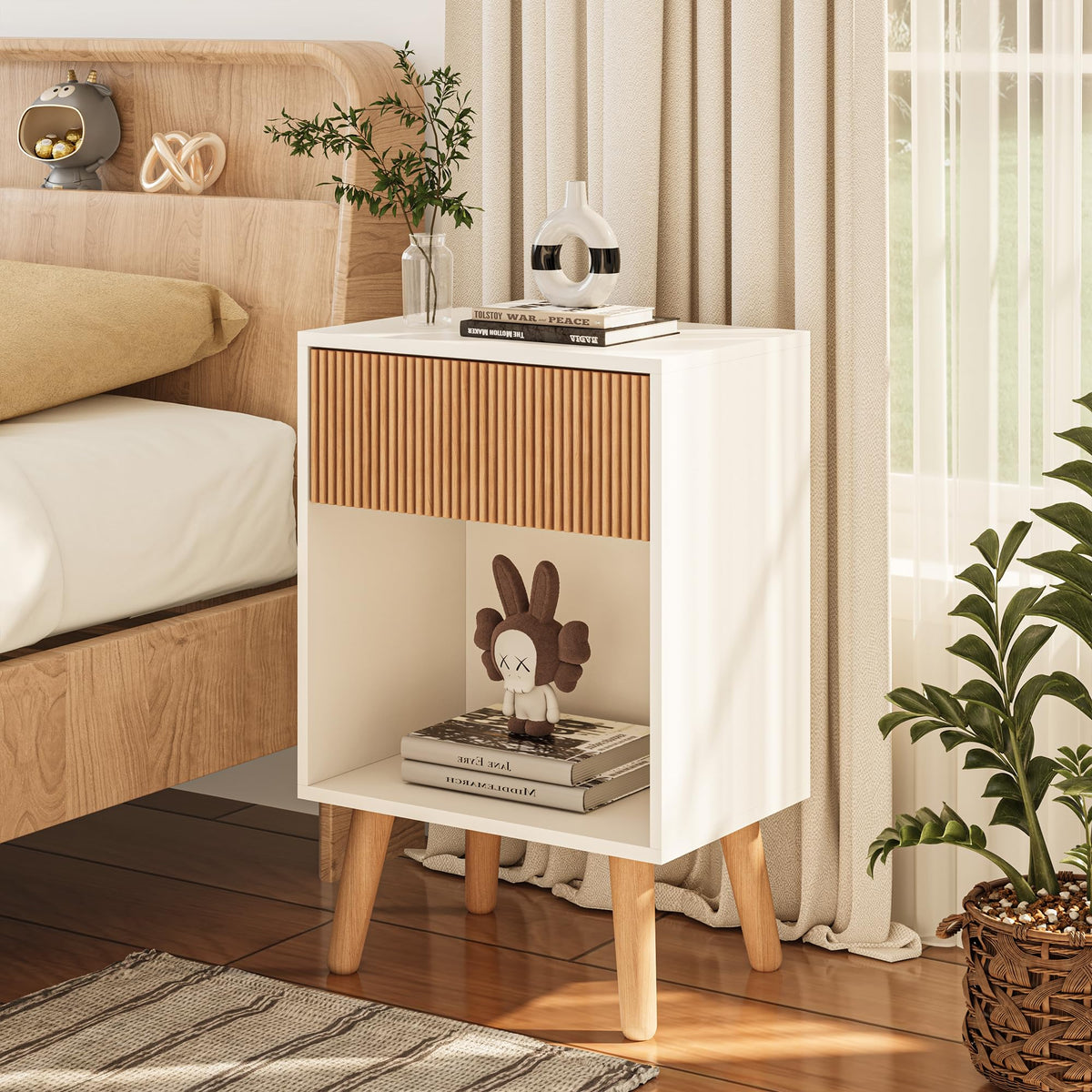 INNOD Fluted Nightstand waterproof surface easy cleaning and everyday durability