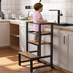 INNOD kitchen step stool offers toddler stability for kitchen tasks.