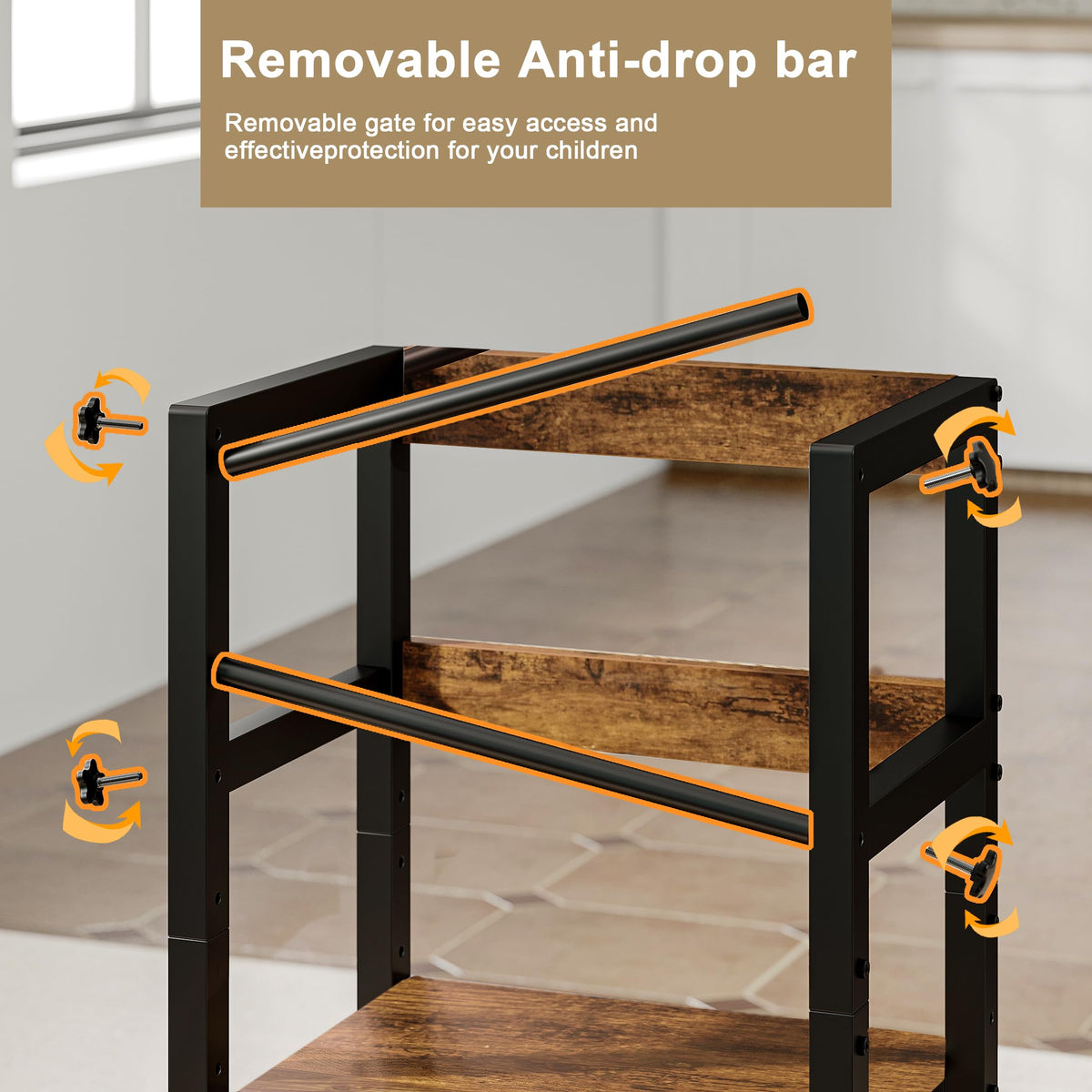 INNOD step stool uses durable wood and steel for lasting safety.