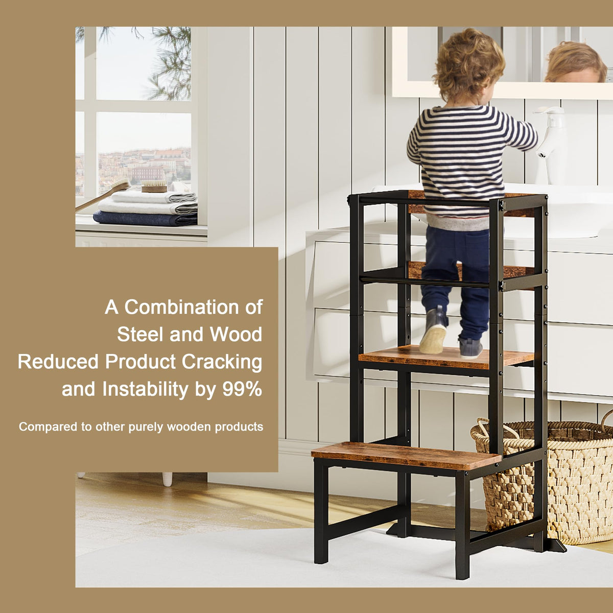INNOD toddler step stool with adjustable height to grow with your child.