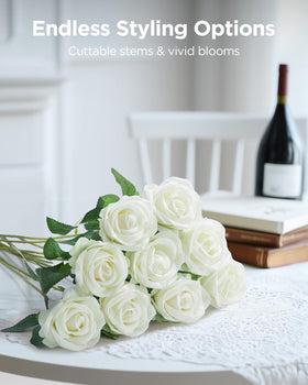 InnoGear 50-pcs white roses array for DIY wedding centerpieces and crafts