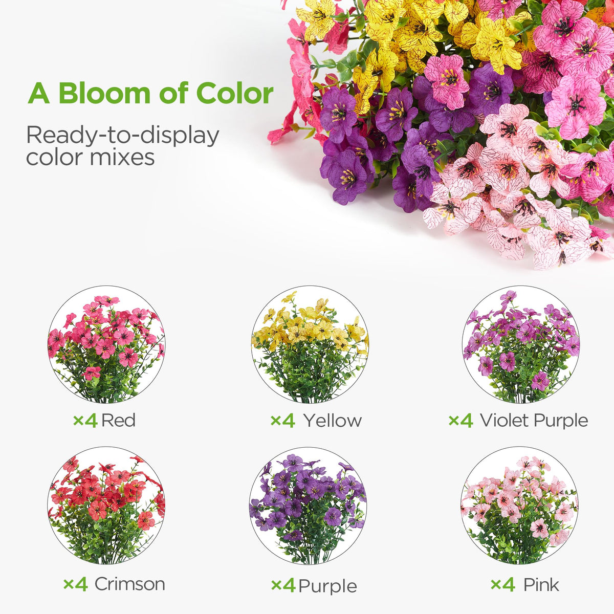 InnoGear artificial flowers outdoors uv-resistant blooms sustain color through sun and rain