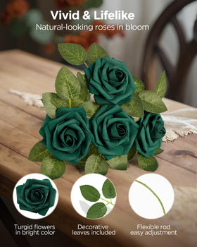 InnoGear hunt-green foam roses stems showcase flexible design for DIY