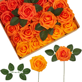 InnoGear orange foam rose bulk with stems for durable DIY bouquets.