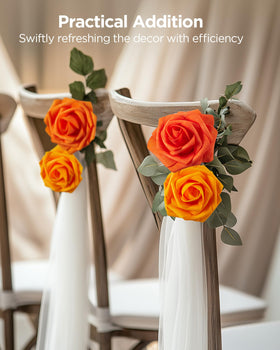 InnoGear orange foam rose 7.5 inch stem closeup for easy arrangements.
