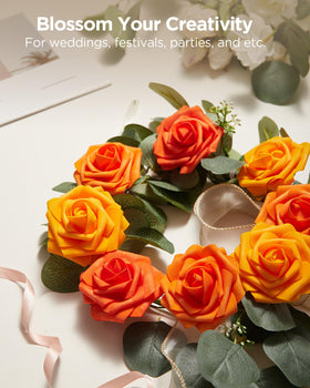 InnoGear orange foam rose bouquet assembly for creative designs.