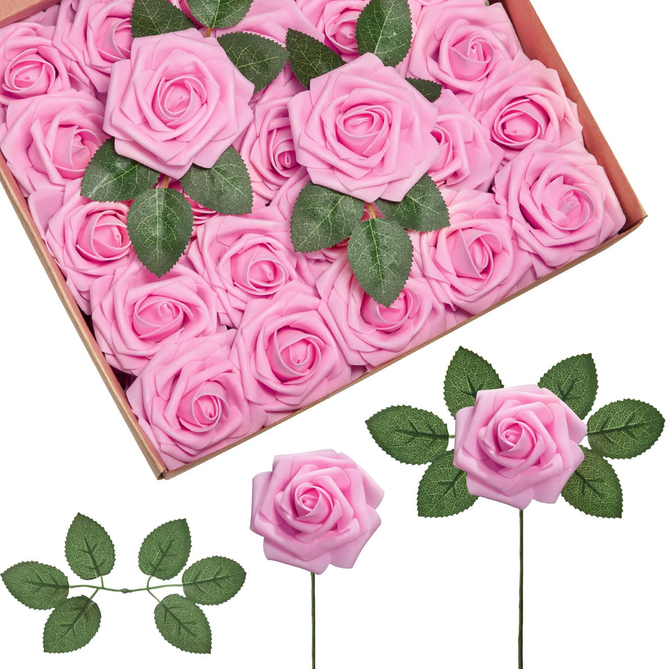 InnoGear pink foam roses 50pcs bouquet lifelike petals for stunning centerpieces