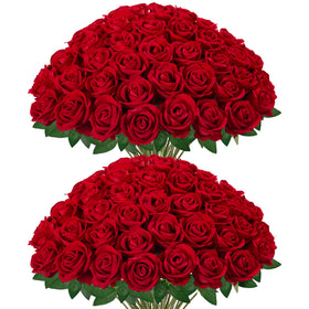 InnoGear red rose bouquet with 50 stems for lasting home decor