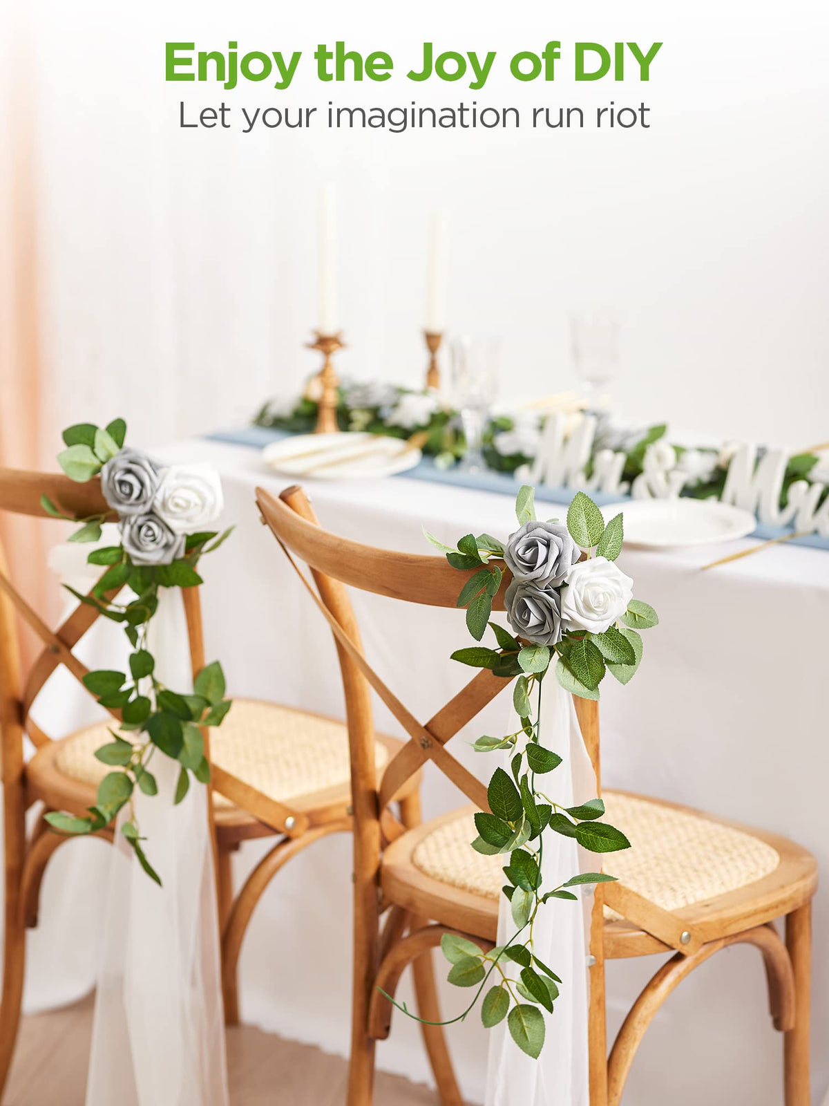 InnoGear lifelike petals on 3-15-inch diameter rose heads for realistic wedding decor.