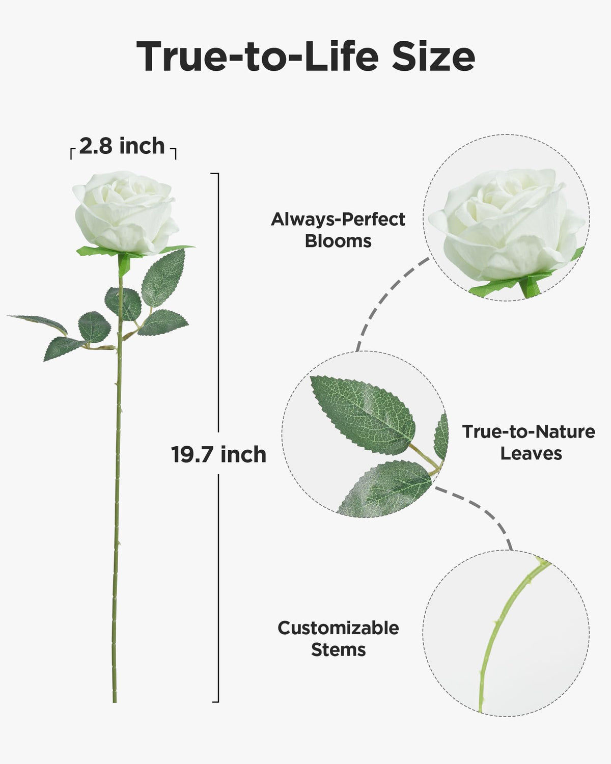 InnoGear silk rose stems close-up emphasizes bendable wires for flexible arrangements