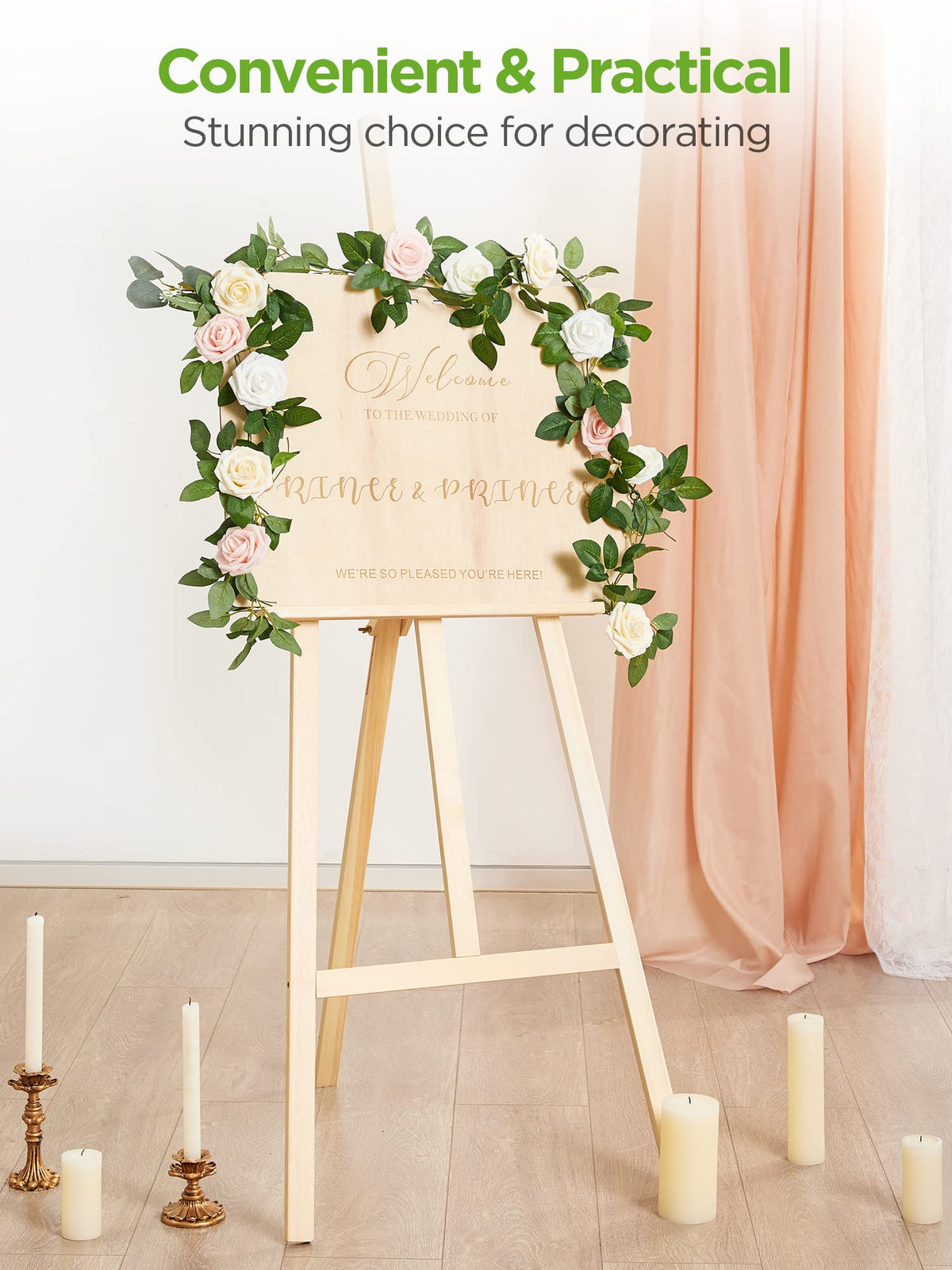 InnoGear DIY wedding décor with blush roses for bridal showers and events.
