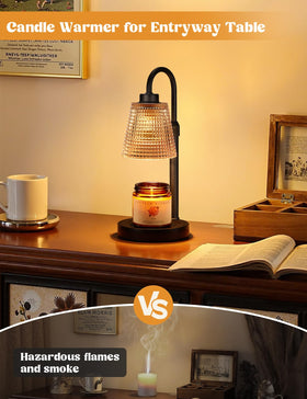 Innqoo Amber Candle Warmer glass shade detail adds classic elegance.