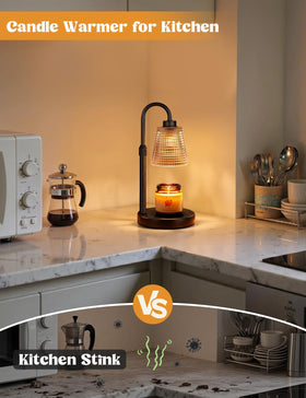 Innqoo Amber Candle Warmer height-adjustable design fits various candle sizes.