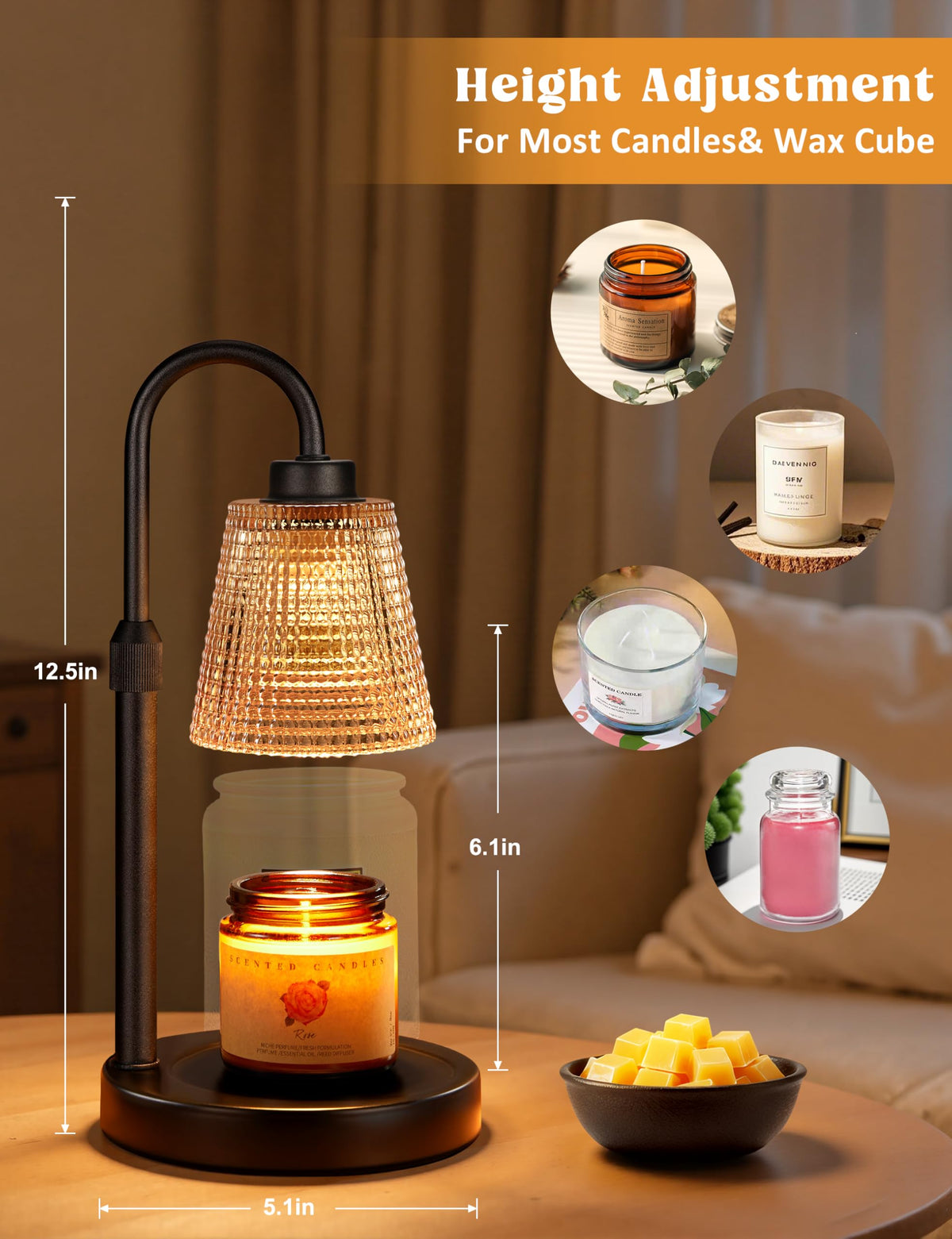 Innqoo Amber Candle Warmer timer function helps you automate safety.