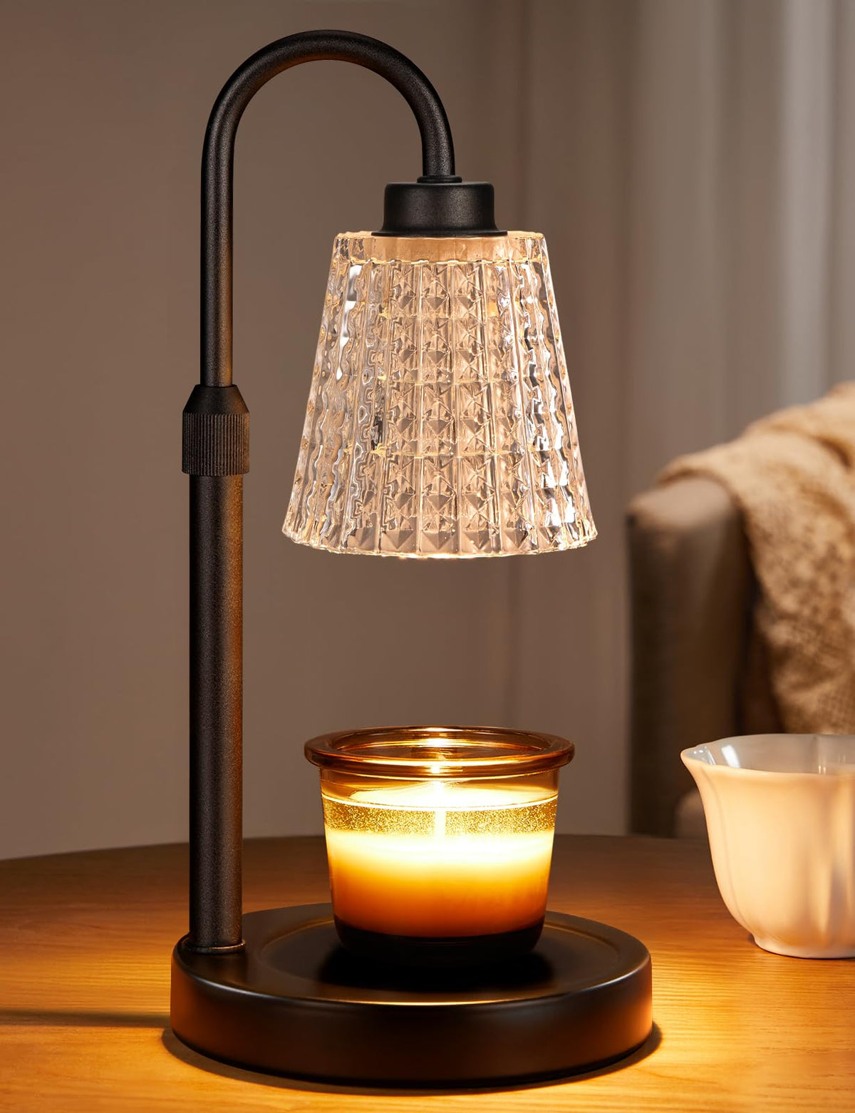 Innqoo Black Crystal Candle Warmer Lamp melts wax safely without a flame