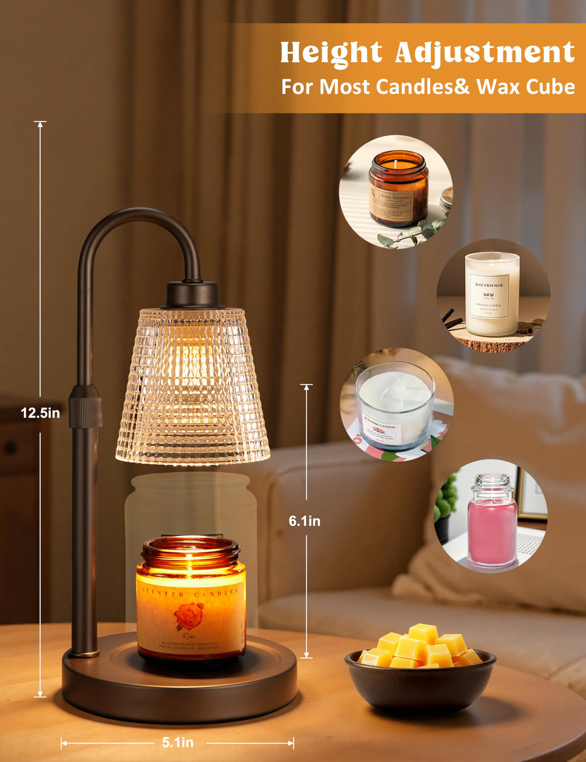 Innqoo Brown Candle Warmer timer lets you schedule safe off-times after fragrance release.