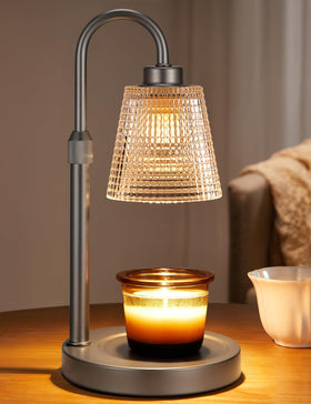 Innqoo gray candle warmer with timer control for customizable fragrance release.