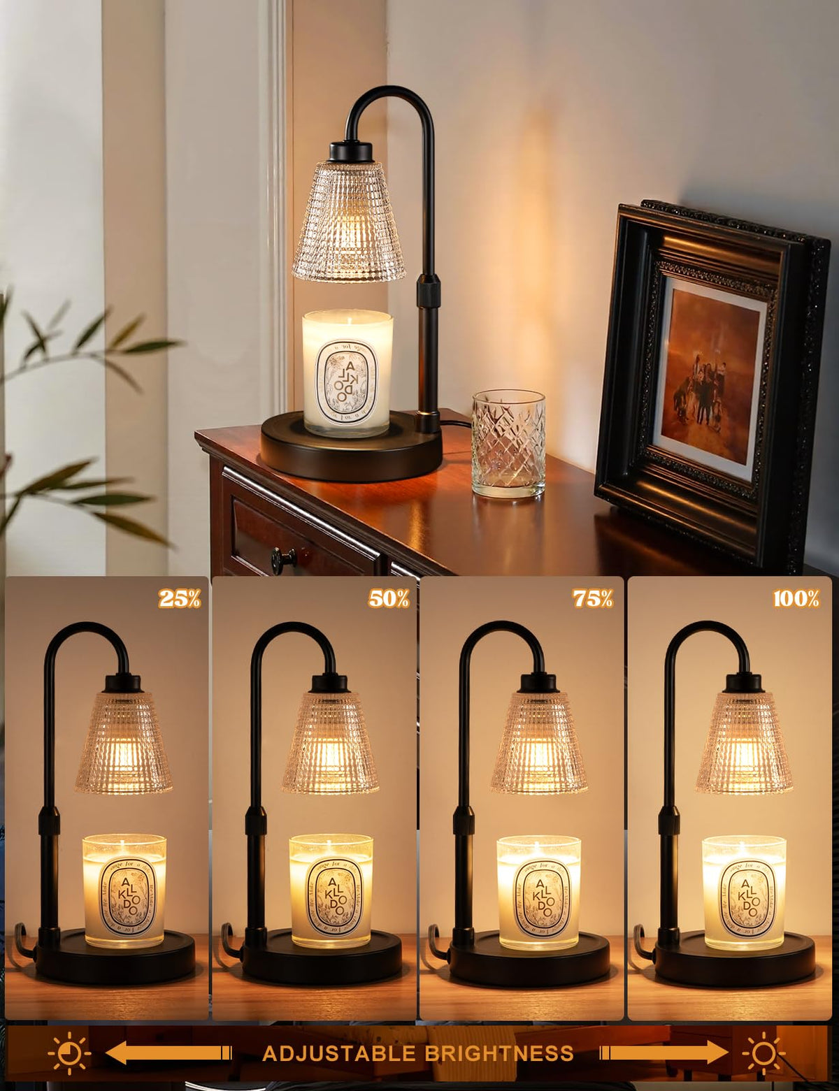 Innqoo height-adjustable wax warmer adapts to jars of different sizes with ease.