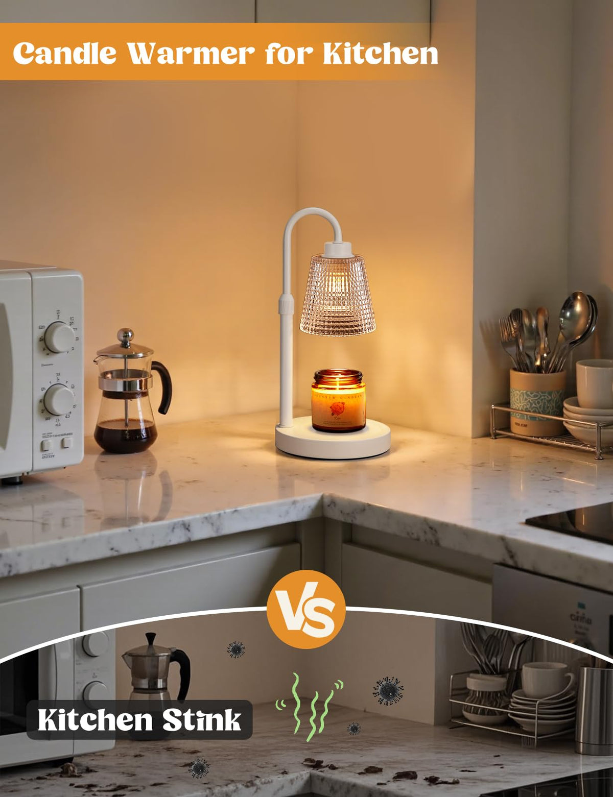 Innqoo height-adjustable wax warmer fits a range of jar candle sizes