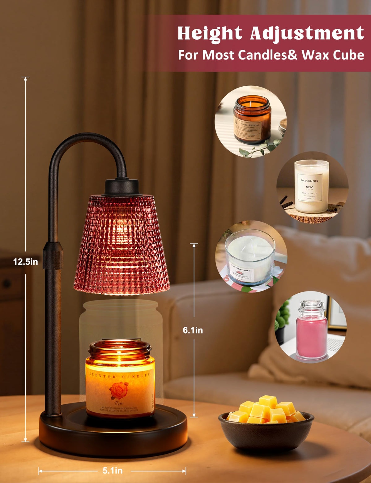 Innqoo Pomegranate Red Candle Warmer Timer with auto shut-off feature.