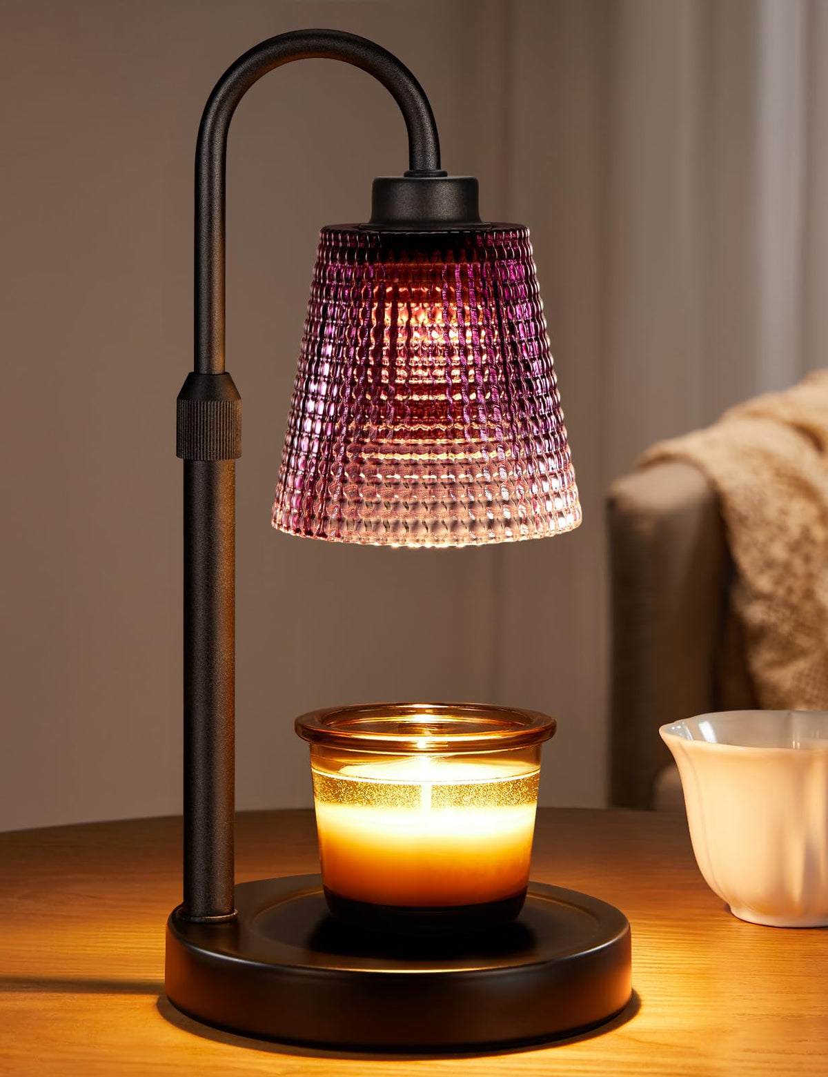 Innqoo purple candle warmer lamp with timer for safe, flame-free ambiance.