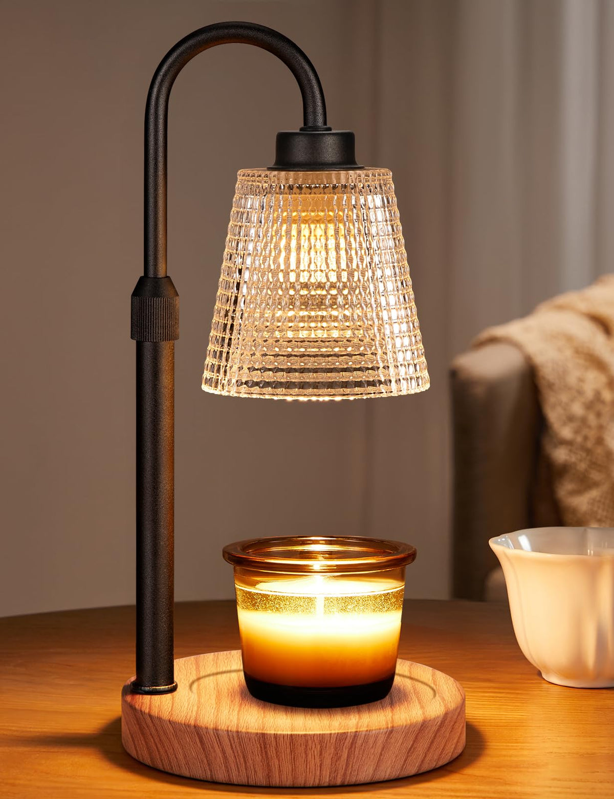 Innqoo Rustic Candle Warmer Lamp base in matte black shines safely in homes
