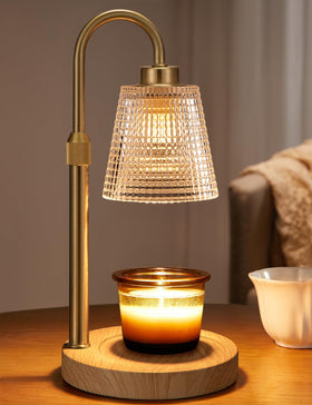 Innqoo wood color clear candle warmer lamp with elegant design for cozy spaces