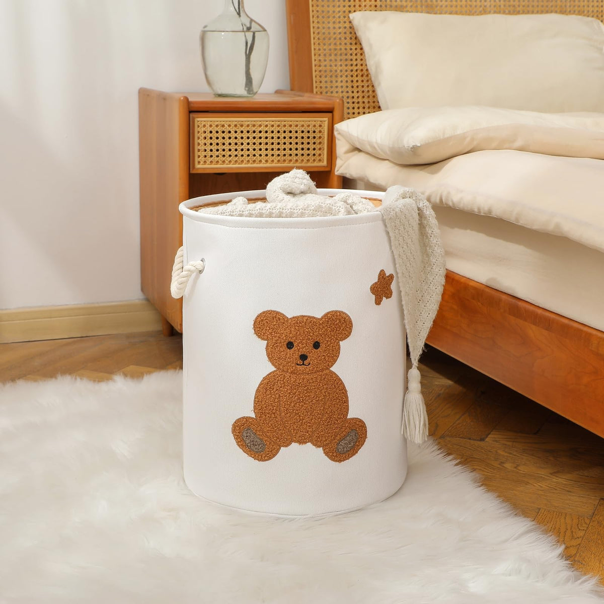 INough foldable baby hamper fits under beds for compact storage.