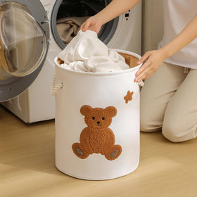 INough Kids Laundry Basket with drawstring closure keeps contents tidy.