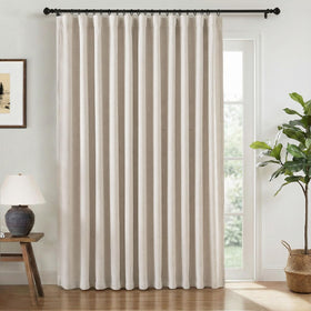 INOVADAY 100% blackout curtains with clip rings in beige offer adjustable light control.