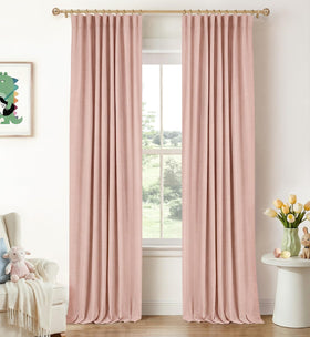 INOVADAY blush pink curtain panel front view highlighting the 50x84 size for room darkening