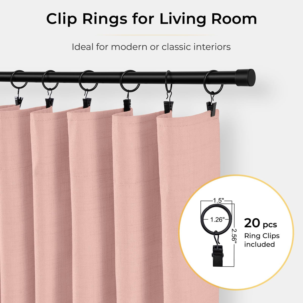 INOVADAY blush pink double panels provide full blackout for bedrooms and living spaces