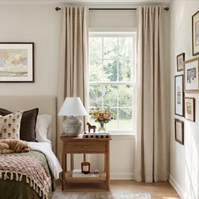 INOVADAY linen-style texture curtains closeup; soft, stylish blackout look
