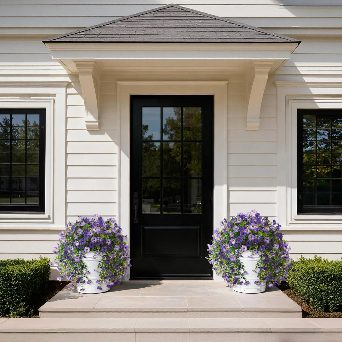 INQCMY 2-pack hanging plants for easy outdoor greenery on patios.