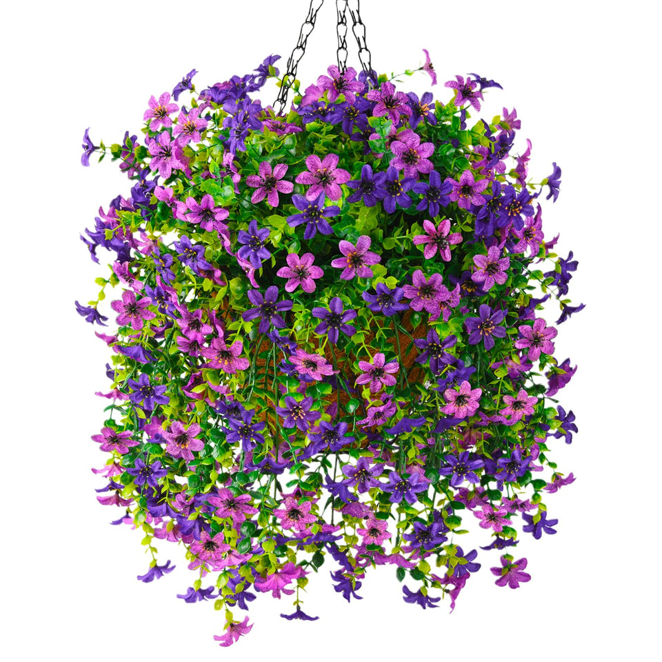 INQCMY artificial daisy hanging basket ready for quick outdoor assembly.