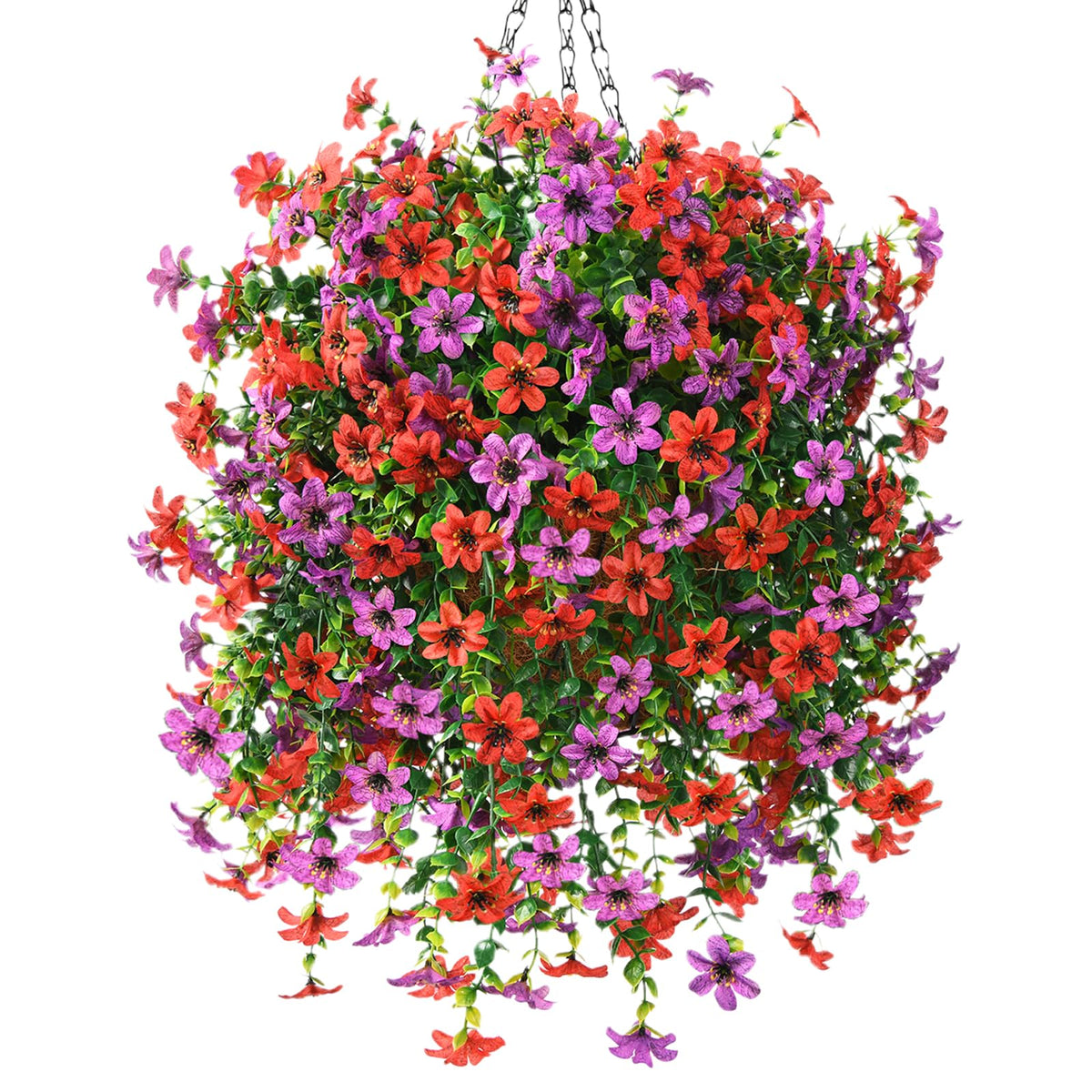 INQCMY artificial daisy hanging basket delivers year-round outdoor appeal.