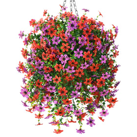INQCMY artificial daisy hanging basket delivers year-round outdoor appeal.