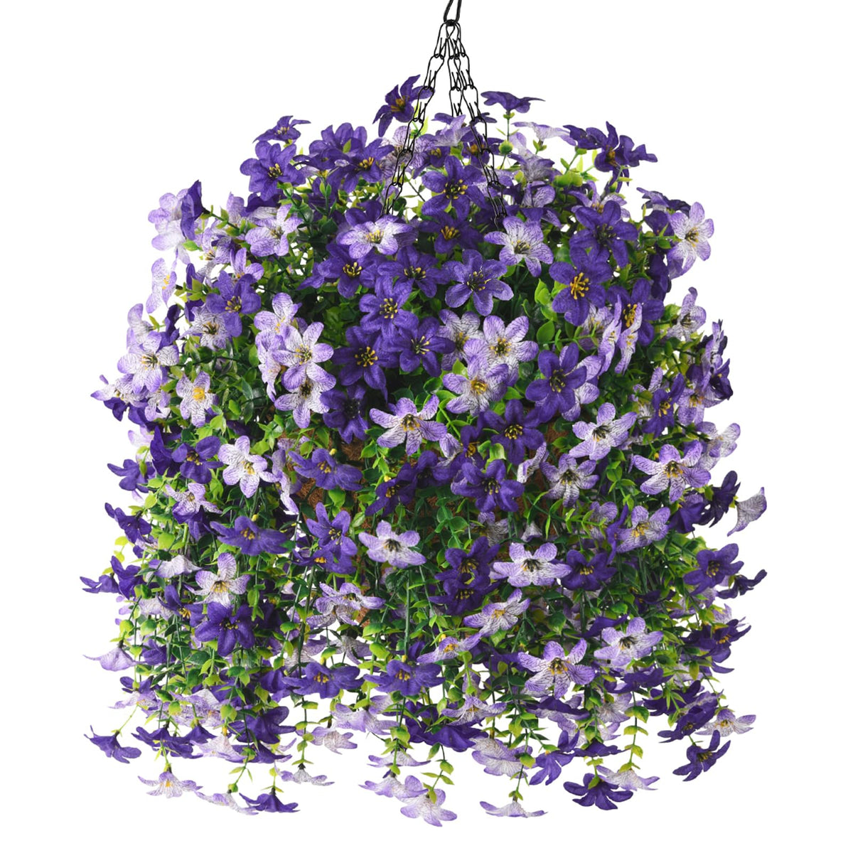 INQCMY artificial daisy hanging basket outdoors adds low-maintenance beauty to patios.