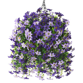 INQCMY artificial daisy hanging basket outdoors adds low-maintenance beauty to patios.