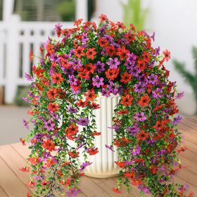 INQCMY artificial daisy hanging outdoors enhances curb appeal.