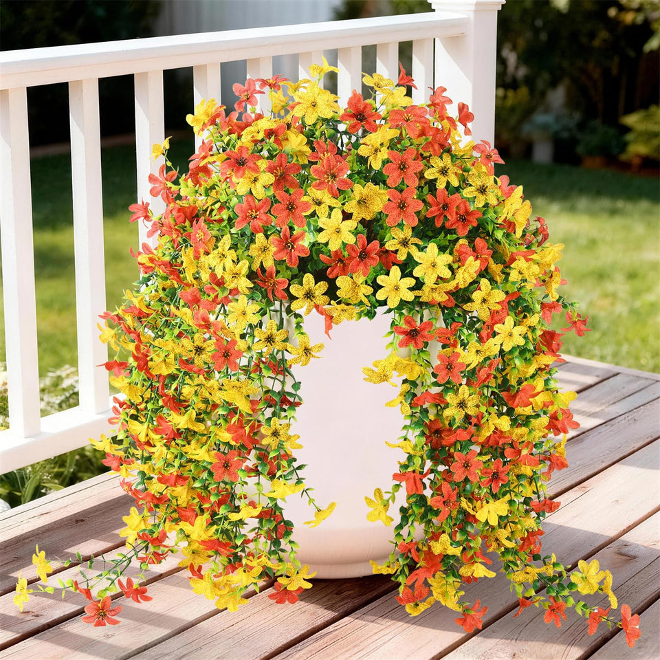 INQCMY artificial daisy outdoor porch arrangement adds year-round color.