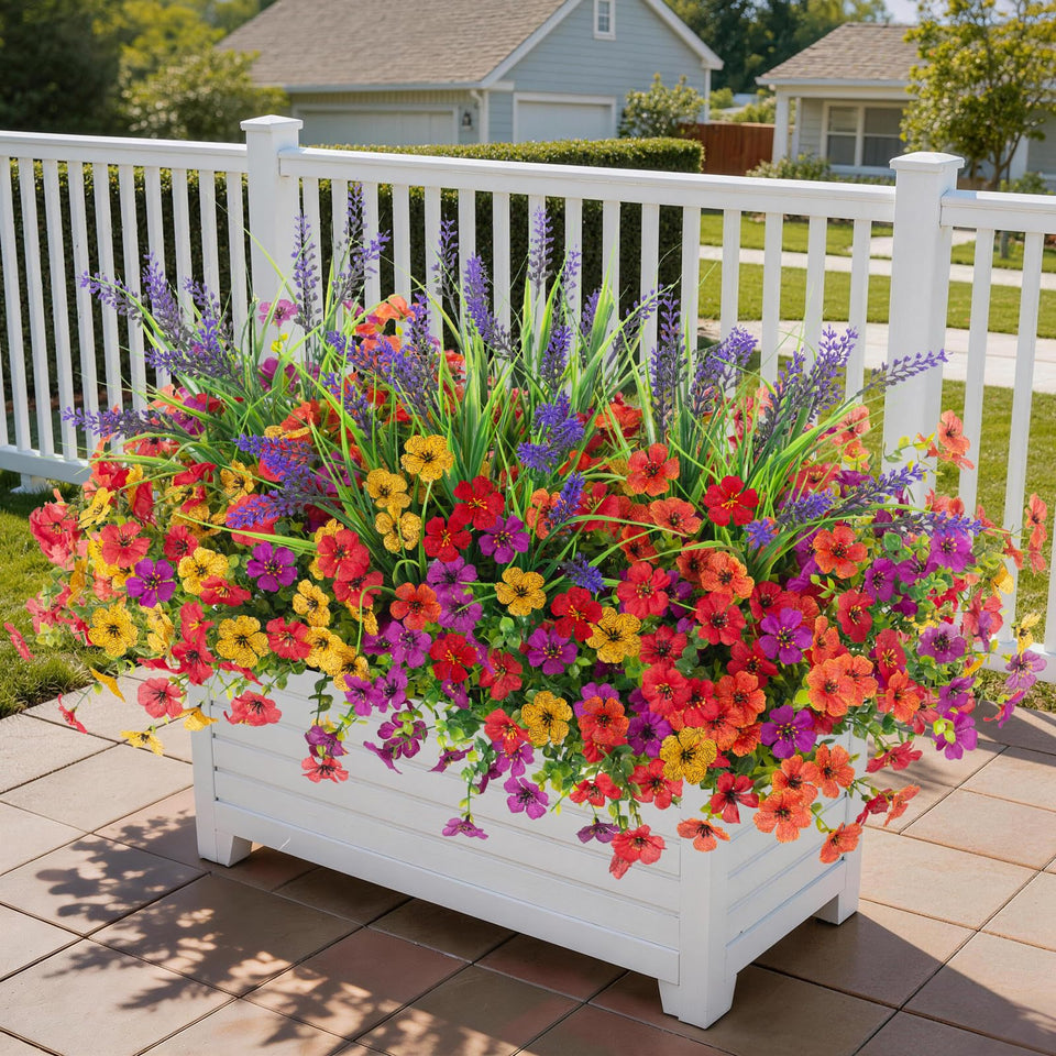 INQCMY artificial daisy-lavender bouquet for outdoor spaces adds year-round color