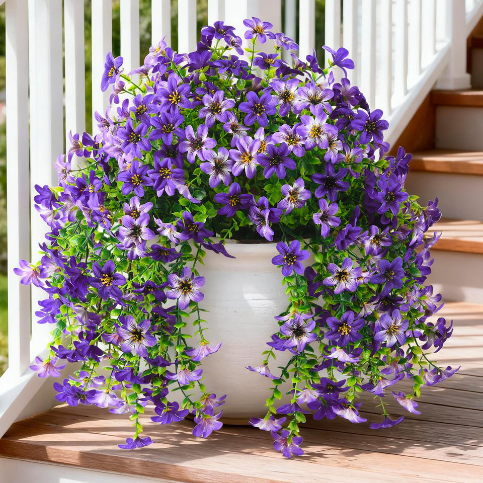 INQCMY artificial hanging daisies with eucalyptus for balcony decoration year-round